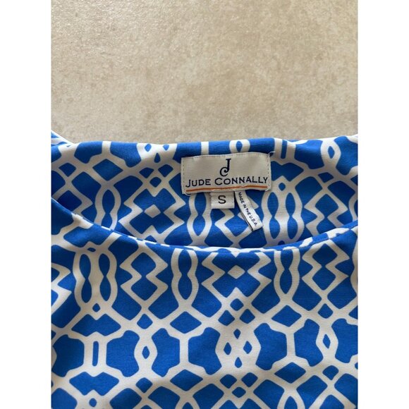 Jude Connally Womens Size Small Blue White Sleeveless Shift Dress Resort‎ Summer - Picture 6 of 9